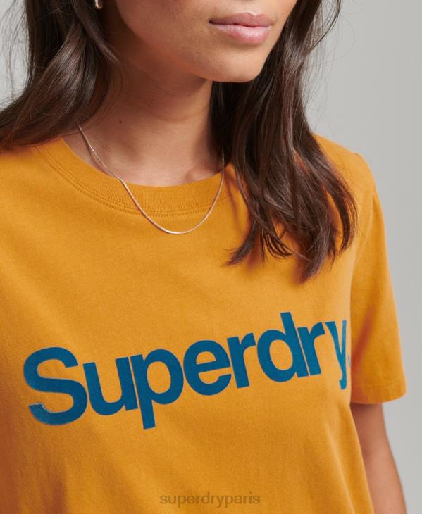 Superdry femmes t-shirt logo des années 80 D64Z2748 vêtements or