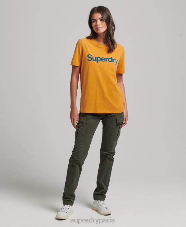 Superdry femmes t-shirt logo des années 80 D64Z2748 vêtements or