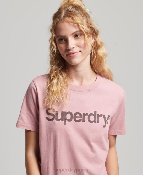 Superdry femmes t-shirt à logo en coton biologique D64Z2811 vêtements rose