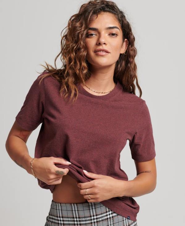 Superdry femmes t-shirt à logo essentiel en coton bio D64Z6288 vêtements rouge
