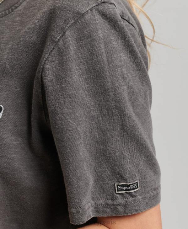 Superdry femmes t-shirt à logo graphique D64Z2810 vêtements gris foncé