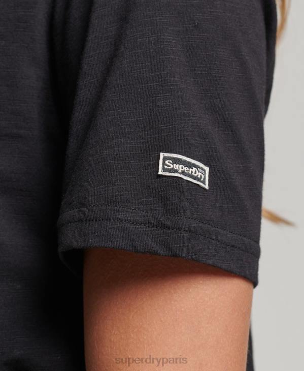 Superdry femmes t-shirt à logo graphique D64Z6185 vêtements noir
