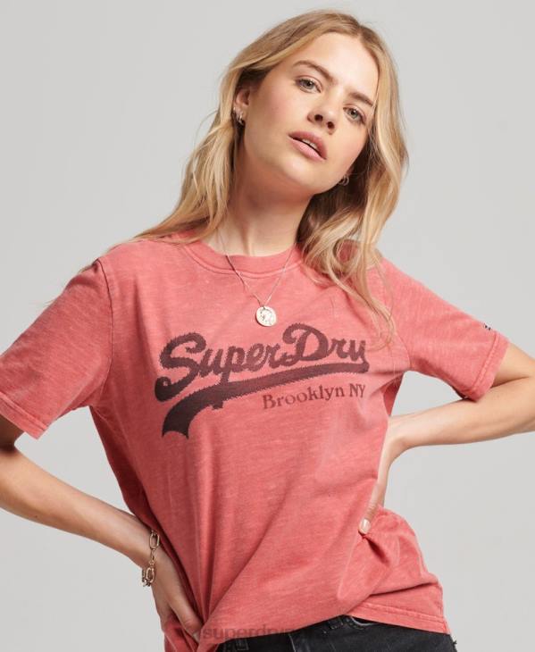 Superdry femmes t-shirt à logo graphique D64Z6193 vêtements rouge