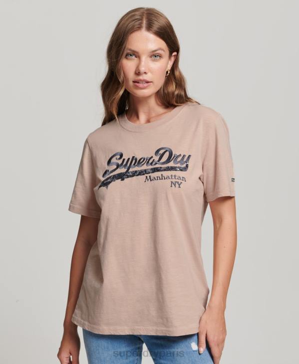 Superdry femmes t-shirt à logo graphique D64Z6205 vêtements rose
