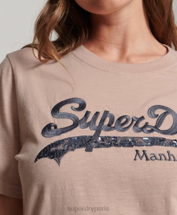 Superdry femmes t-shirt à logo graphique D64Z6205 vêtements rose