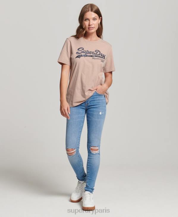 Superdry femmes t-shirt à logo graphique D64Z6205 vêtements rose