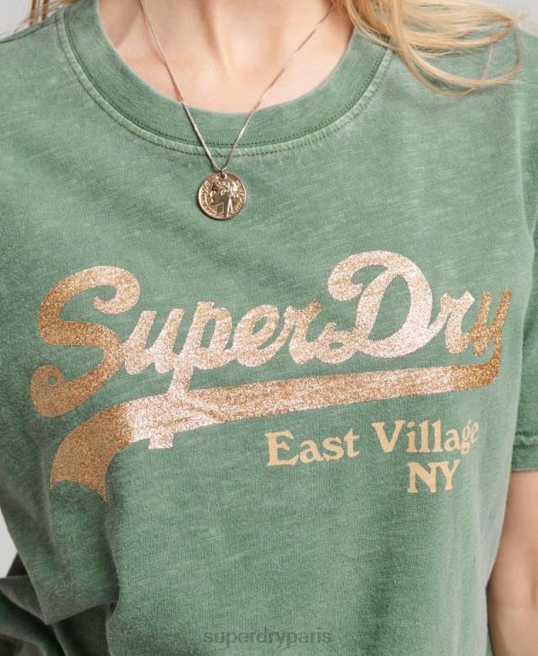 Superdry femmes t-shirt à logo graphique D64Z6233 vêtements vert