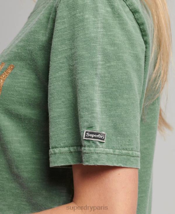 Superdry femmes t-shirt à logo graphique D64Z6233 vêtements vert