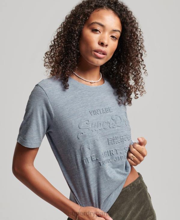 Superdry femmes t-shirt à logo imprimé D64Z2612 vêtements bleu clair