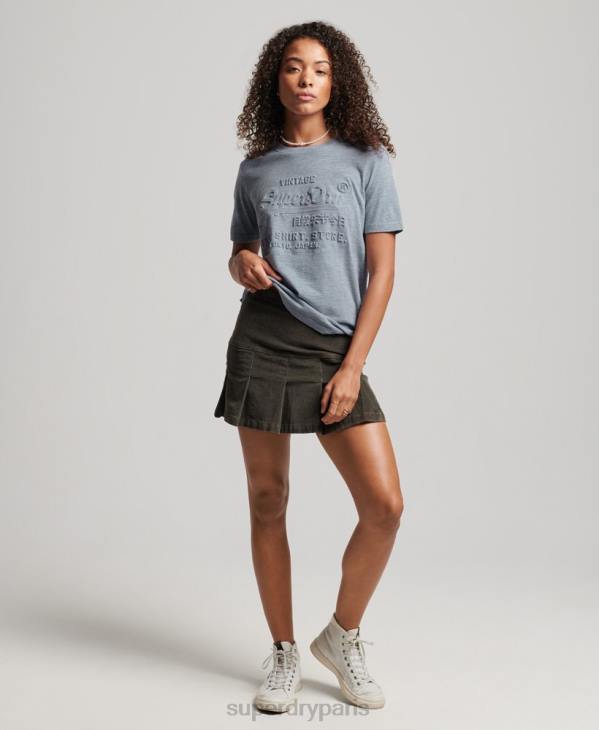 Superdry femmes t-shirt à logo imprimé D64Z2612 vêtements bleu clair