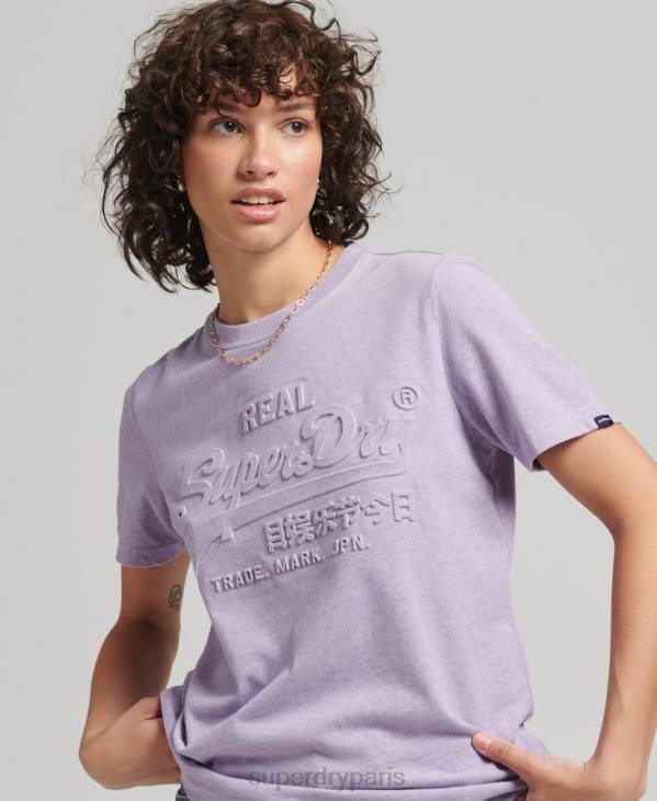 Superdry femmes t-shirt à logo imprimé D64Z2652 vêtements violet