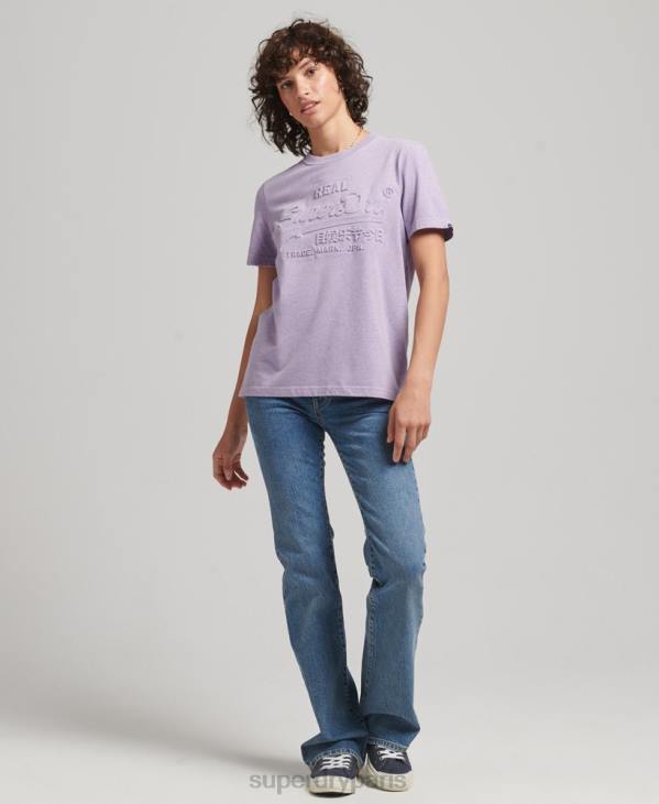 Superdry femmes t-shirt à logo imprimé D64Z2652 vêtements violet