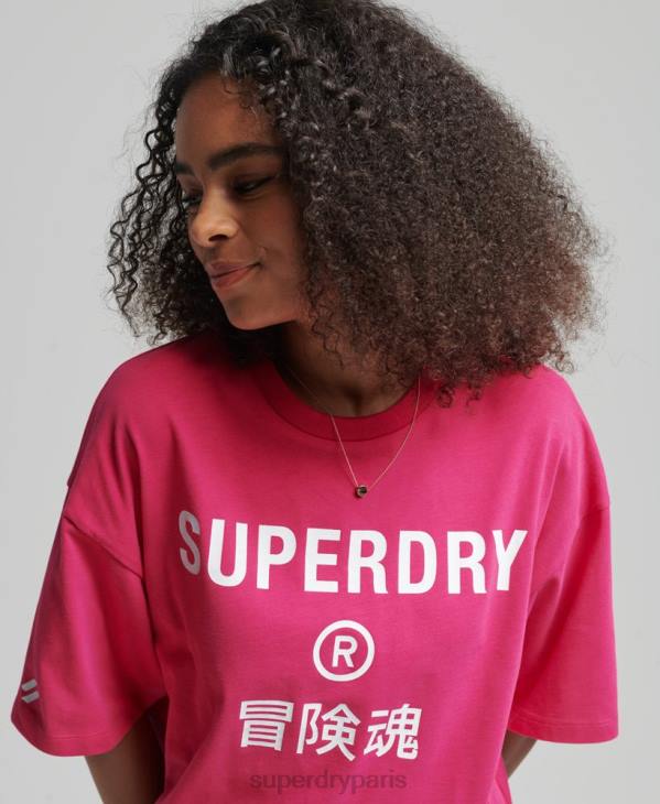Superdry femmes t-shirt à logo imprimé D64Z2759 vêtements rose