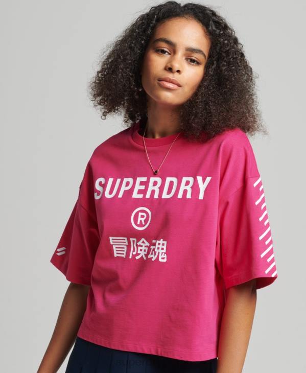 Superdry femmes t-shirt à logo imprimé D64Z2759 vêtements rose