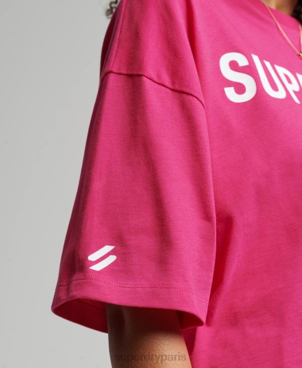 Superdry femmes t-shirt à logo imprimé D64Z2759 vêtements rose