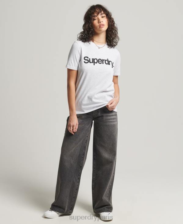 Superdry femmes t-shirt à logo imprimé D64Z2760 vêtements gris clair