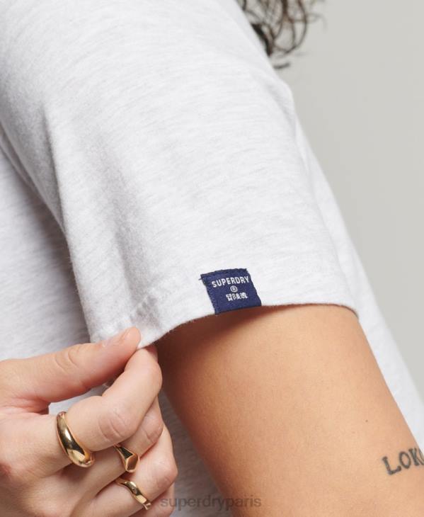 Superdry femmes t-shirt à logo imprimé D64Z2760 vêtements gris clair