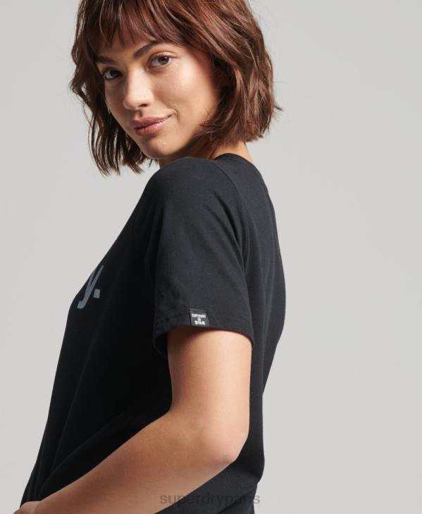 Superdry femmes t-shirt à logo imprimé D64Z6211 vêtements noir