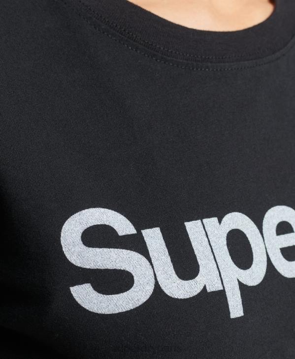 Superdry femmes t-shirt à logo imprimé D64Z6211 vêtements noir