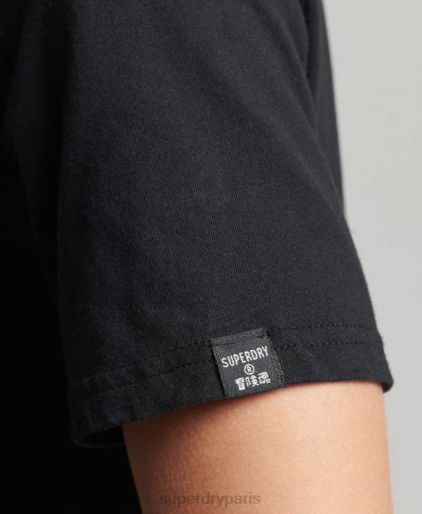 Superdry femmes t-shirt à logo imprimé D64Z6211 vêtements noir