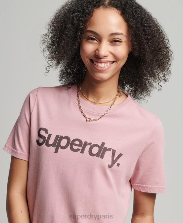 Superdry femmes t-shirt à logo imprimé D64Z6242 vêtements rose