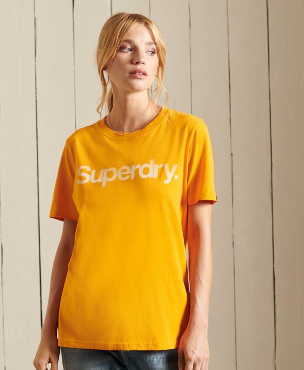 Superdry femmes t-shirt à logo imprimé D64Z6244 vêtements or