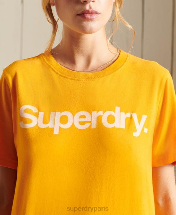 Superdry femmes t-shirt à logo imprimé D64Z6244 vêtements or