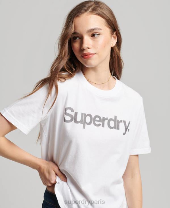 Superdry femmes t-shirt à logo imprimé D64Z6279 vêtements blanc