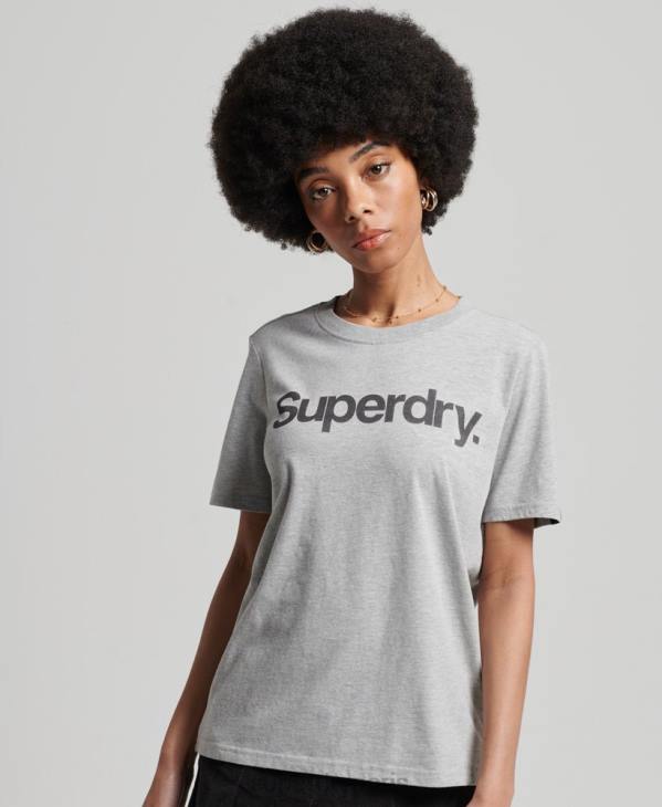 Superdry femmes t-shirt à logo imprimé D64Z6281 vêtements gris clair