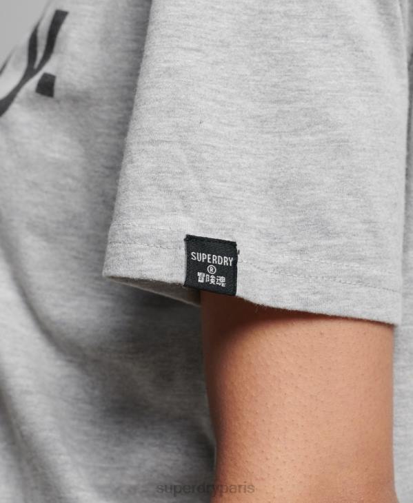 Superdry femmes t-shirt à logo imprimé D64Z6281 vêtements gris clair