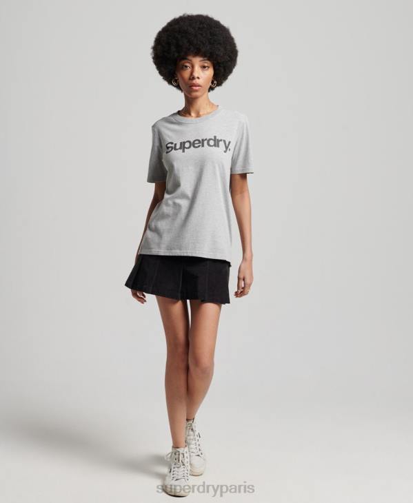 Superdry femmes t-shirt à logo imprimé D64Z6281 vêtements gris clair