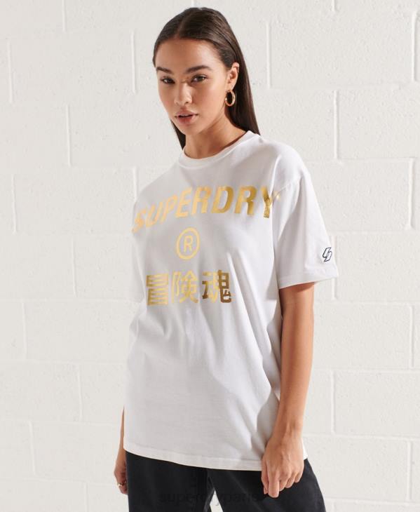Superdry femmes t-shirt à logo imprimé D64Z6286 vêtements blanc