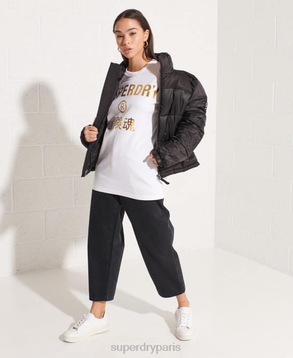 Superdry femmes t-shirt à logo imprimé D64Z6286 vêtements blanc