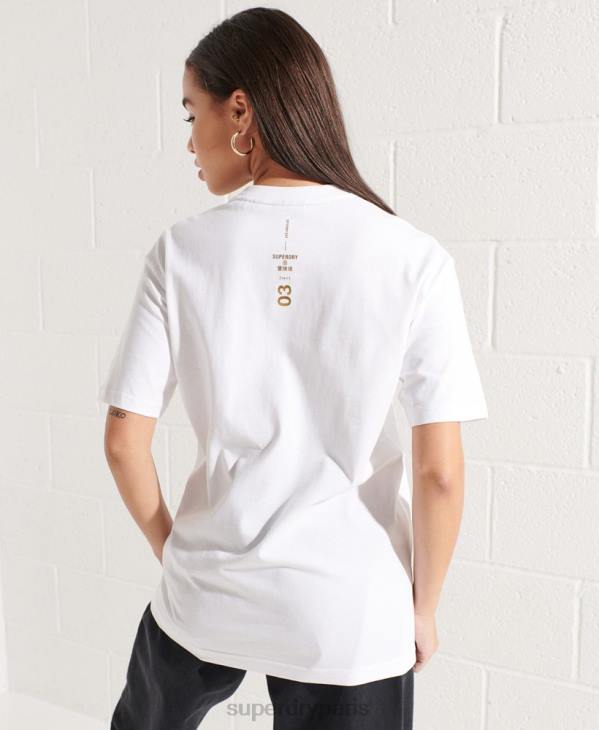 Superdry femmes t-shirt à logo imprimé D64Z6286 vêtements blanc