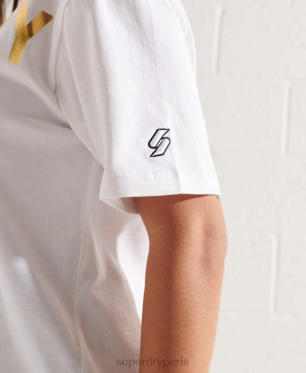 Superdry femmes t-shirt à logo imprimé D64Z6286 vêtements blanc