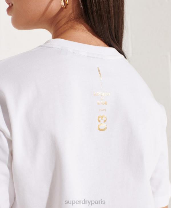 Superdry femmes t-shirt à logo imprimé D64Z6286 vêtements blanc