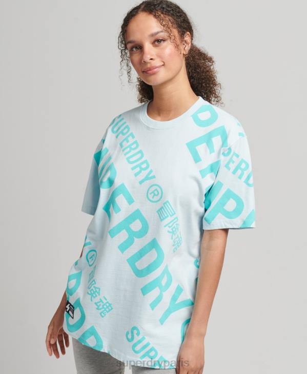 Superdry femmes t-shirt à logo imprimé sur l'ensemble D64Z2835 vêtements vert