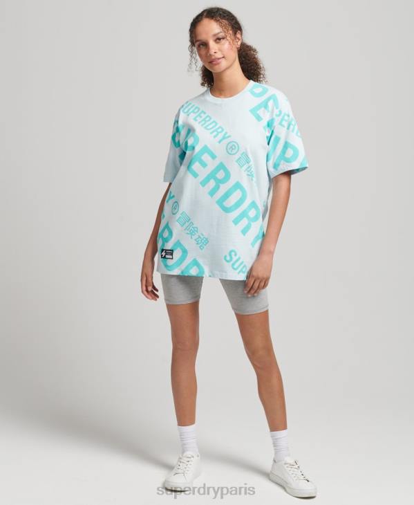 Superdry femmes t-shirt à logo imprimé sur l'ensemble D64Z2835 vêtements vert