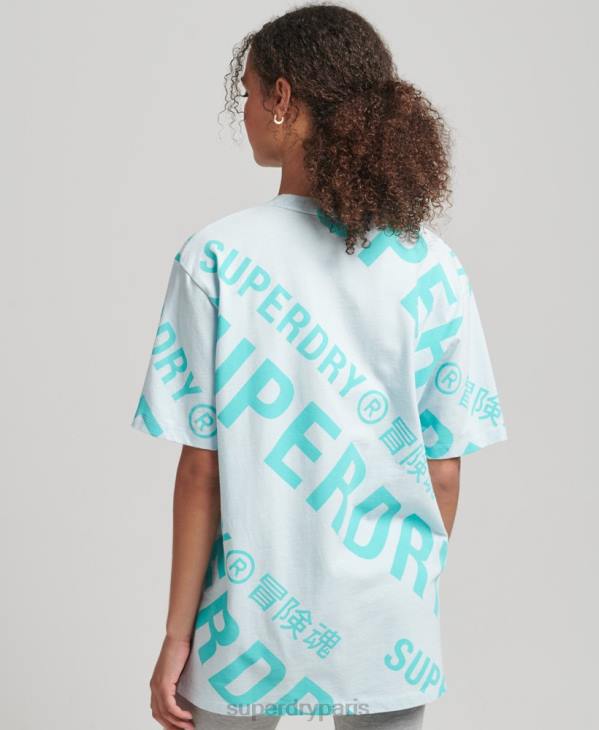 Superdry femmes t-shirt à logo imprimé sur l'ensemble D64Z2835 vêtements vert