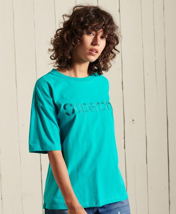 Superdry femmes t-shirt logo source D64Z6303 vêtements vert