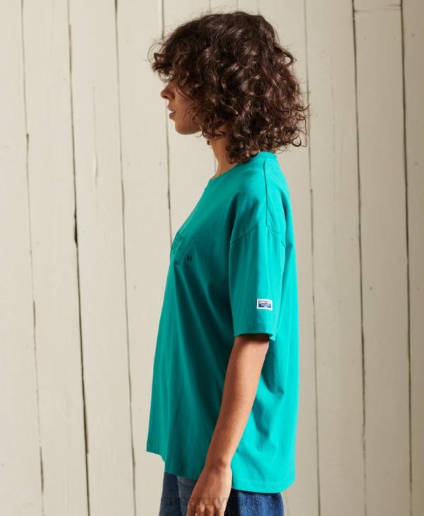 Superdry femmes t-shirt logo source D64Z6303 vêtements vert