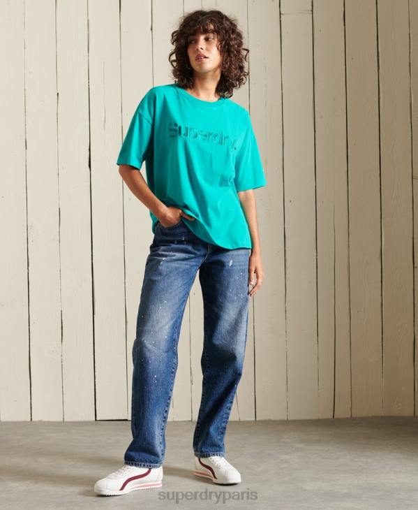 Superdry femmes t-shirt logo source D64Z6303 vêtements vert