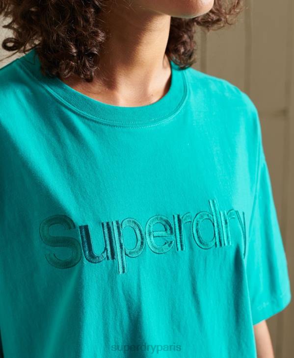 Superdry femmes t-shirt logo source D64Z6303 vêtements vert