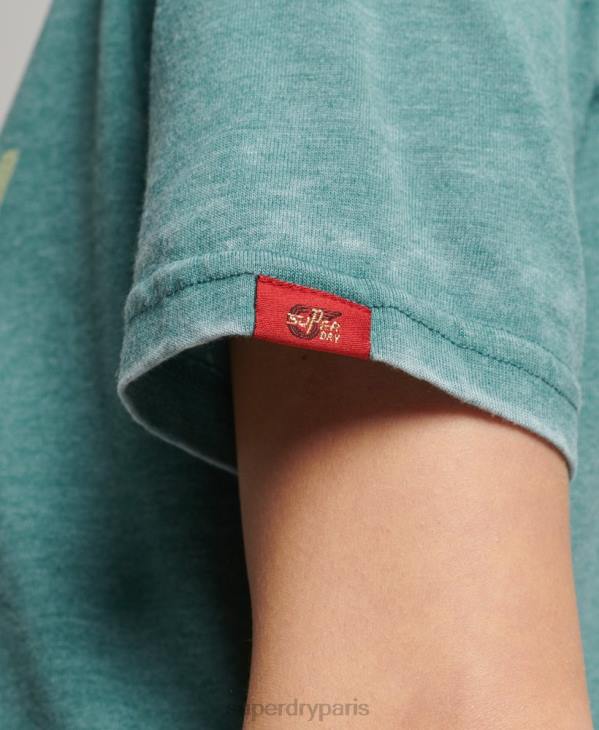 Superdry femmes t-shirt à logo vintage D64Z2118 vêtements vert