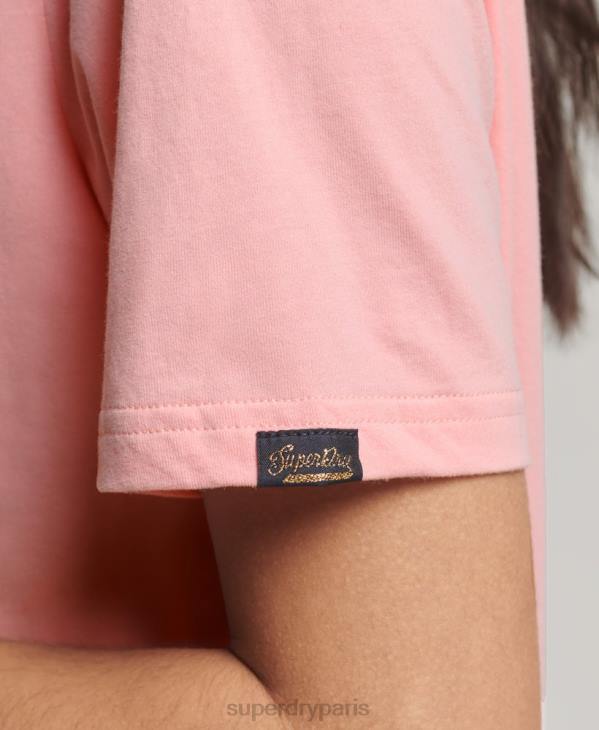 Superdry femmes t-shirt à logo vintage D64Z2134 vêtements rose