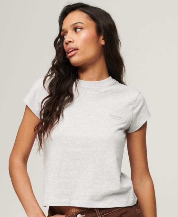 Superdry femmes t-shirt à logo vintage D64Z2617 vêtements gris clair