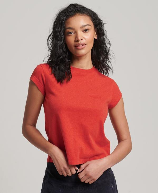 Superdry femmes t-shirt à logo vintage D64Z2631 vêtements orange