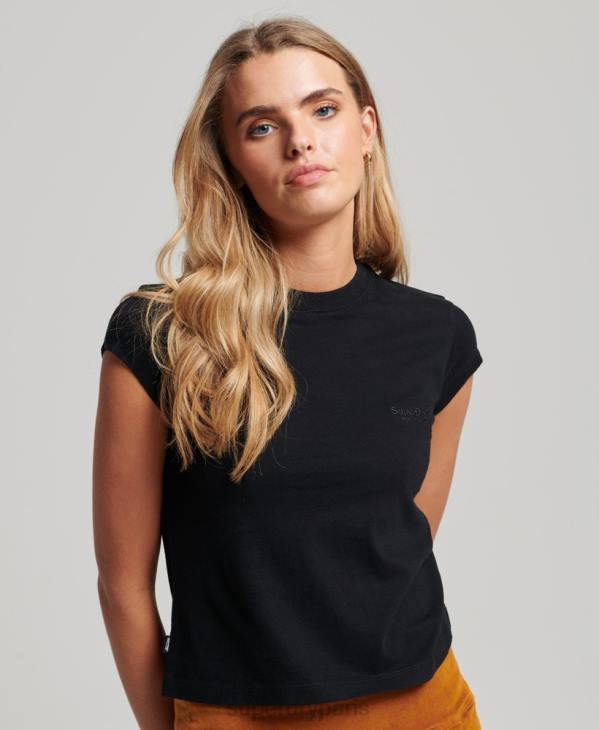 Superdry femmes t-shirt à logo vintage D64Z2651 vêtements noir