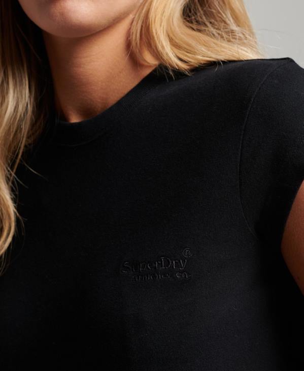 Superdry femmes t-shirt à logo vintage D64Z2651 vêtements noir