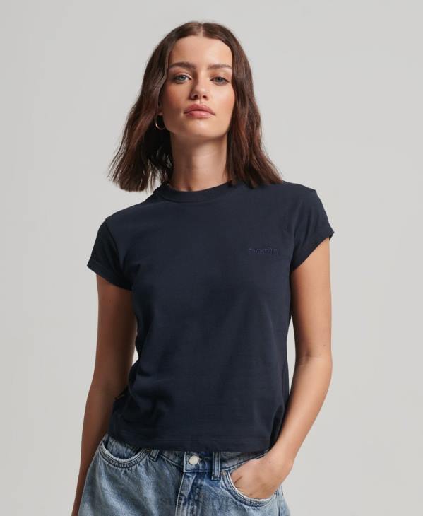 Superdry femmes t-shirt à logo vintage D64Z2656 vêtements marine